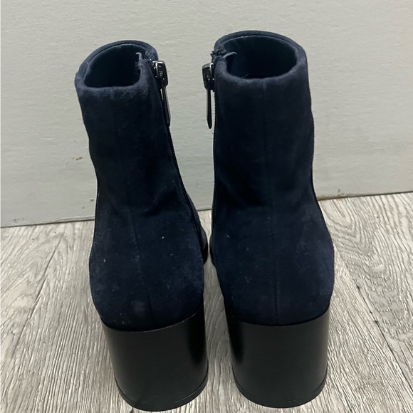Sam Edelman Taye Navy Velvet Ankle Boots With Block Heel Sz 5.5 - Picture 5 of 12